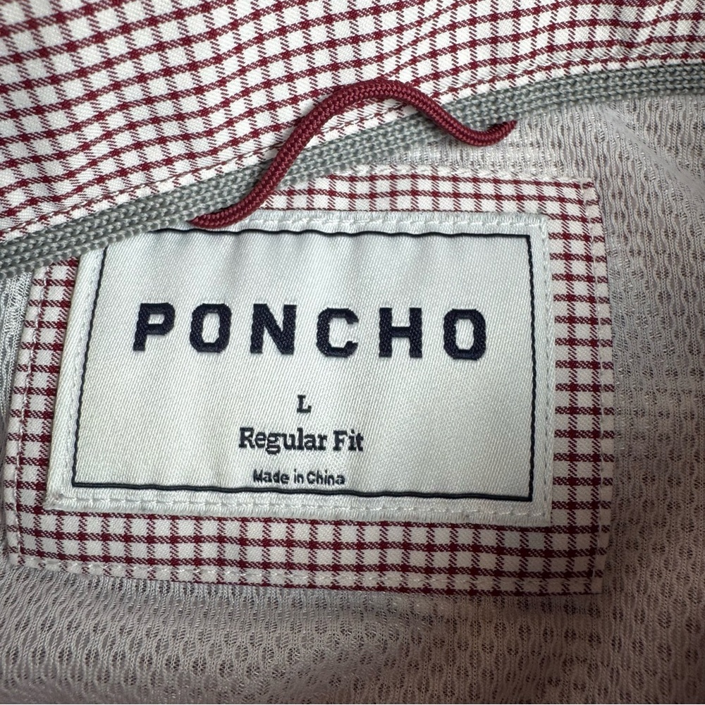 PONCHO Mens Maroon Micro-Check Pearl Snap Short Sleeve Shirt Maroon Microcheck - Picture 2 of 11